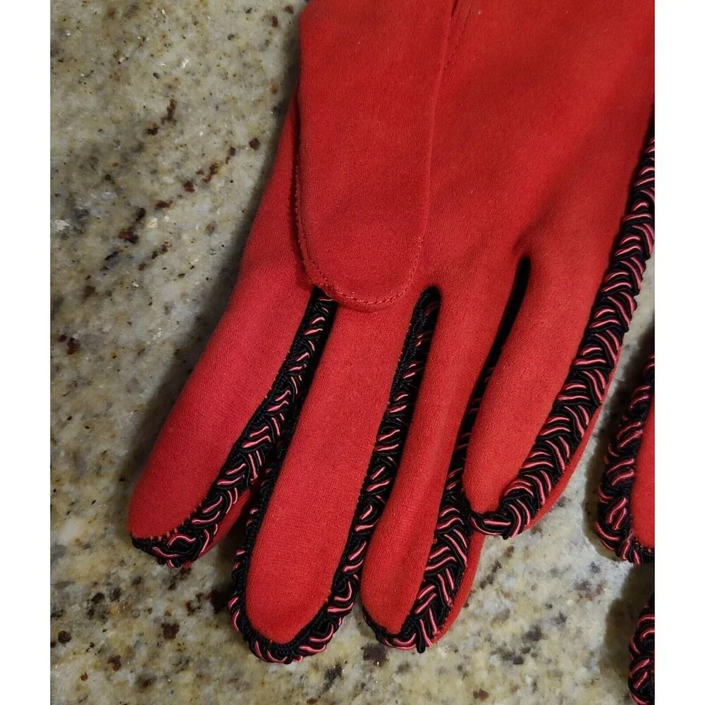 New! Vintage Size M 7 Red Black Stretch Formal 8.5